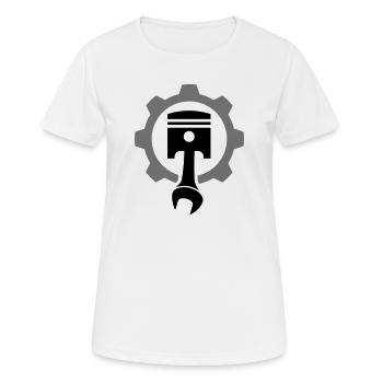 Moteur, piston, engrenage - T-shirt respirant Femme - blanc - Devant - AI Model Female 172 dark (172cm)