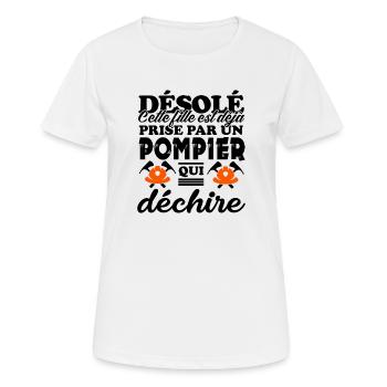 fille prise par un pompier qui déchire - T-shirt respirant Femme - blanc - Devant - AI Model Female 172 dark (172cm)