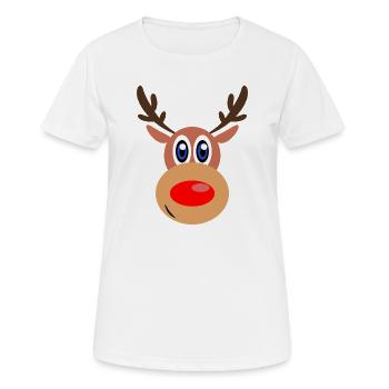 Rudolph Noël de Noël visage - T-shirt respirant Femme - blanc - Devant - AI Model Female 172 dark (172cm)