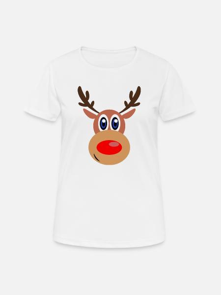 Rudolph Weihnachten Rentier Gesicht - Frauen T-Shirt atmungsaktiv - Weiß