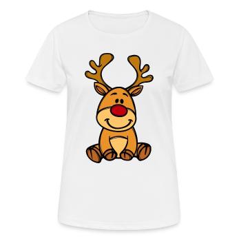 Rudolf Weihnachten Rentier - Frauen T-Shirt atmungsaktiv - Weiß - Vorne - AI Model Female 172 dark (172cm)