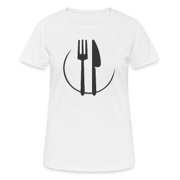 cutlery besteck symbol gastro bistro bar icon - Frauen T-Shirt atmungsaktiv - Weiß - Vorne - AI Model Female 172 dark (172cm)