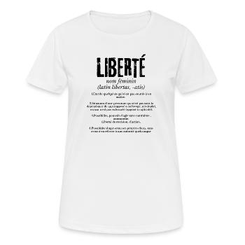 Liberté - T-shirt respirant Femme - blanc - Devant - AI Model Female 172 dark (172cm)