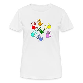 Peindre les mains des enfants - T-shirt respirant Femme - blanc - Devant - AI Model Female 172 dark (172cm)