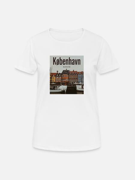Kopenhagen Hafenfarben Nyhavn - Andningsaktiv T-shirt dam - vit