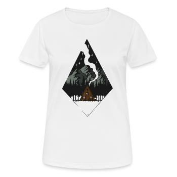 Waldhütte unter schneebedeckten Bergen - Frauen T-Shirt atmungsaktiv - Weiß - Vorne - AI Model Female 172 dark (172cm)