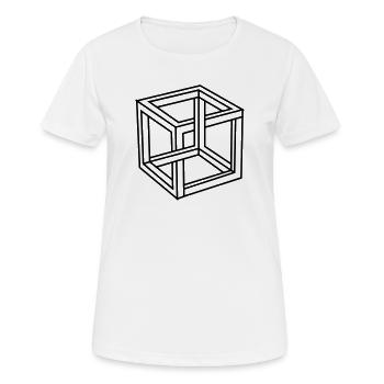 Esher unmöglicher Block oder Quadrat - Frauen T-Shirt atmungsaktiv - Weiß - Vorne - AI Model Female 172 dark (172cm)