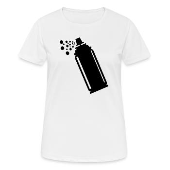 Bombe aérosol à grains grossiers - T-shirt respirant Femme - blanc - Devant - AI Model Female 172 dark (172cm)