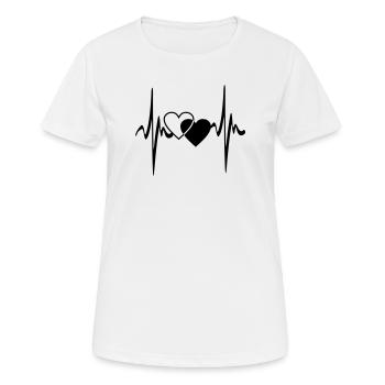 Zwei Herzen Herzschlag - Frauen T-Shirt atmungsaktiv - Weiß - Vorne - AI Model Female 172 dark (172cm)
