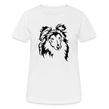 Sheltie Kopf - Frauen T-Shirt atmungsaktiv - Weiß - Vorne - AI Model Female 172 dark (172cm)