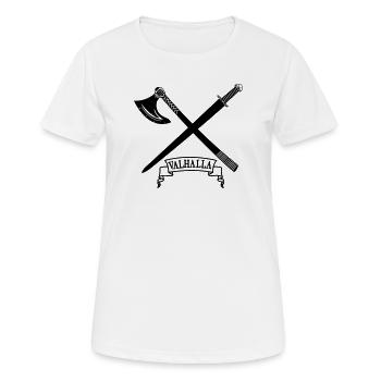 Walhalla mit Axt und Schwert - Frauen T-Shirt atmungsaktiv - Weiß - Vorne - AI Model Female 172 dark (172cm)