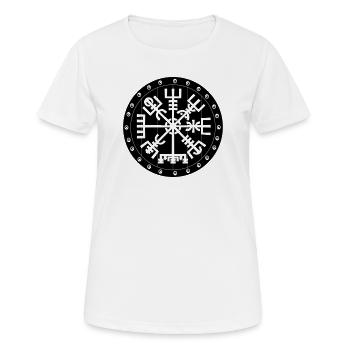 Vegvisir Viking compas in Vikng shield - Women's Breathable T-Shirt - white - Front - AI Model Female 172 dark (172cm)