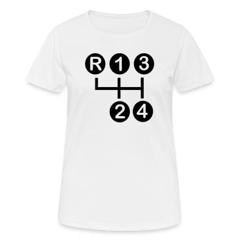 Getriebe 4-Gang - Frauen T-Shirt atmungsaktiv - Weiß - Vorne - AI Model Female 172 dark (172cm)