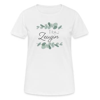 Trauzeugin Eukalyptus - Frauen T-Shirt atmungsaktiv - Weiß - Vorne - AI Model Female 172 dark (172cm)