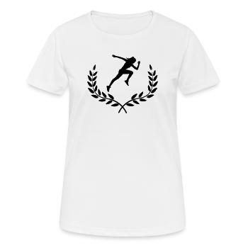 Sprinter in Lorbeerdekoration - Frauen T-Shirt atmungsaktiv - Weiß - Vorne - AI Model Female 172 dark (172cm)