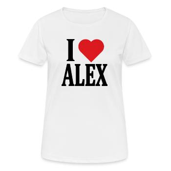 T-Shirt Ich liebe Alex T-Shirt Ich liebe Alex - Frauen T-Shirt atmungsaktiv - Weiß - Vorne - AI Model Female 172 dark (172cm)
