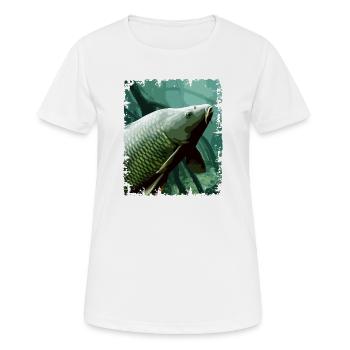 Conception de la pêche sous-marine à la carpe - T-shirt respirant Femme - blanc - Devant - AI Model Female 172 dark (172cm)