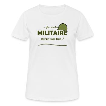 je suis militaire - T-shirt respirant Femme - blanc - Devant - AI Model Female 172 dark (172cm)