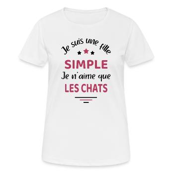 Fille simple chat humour chat - T-shirt respirant Femme - blanc - Devant - AI Model Female 172 dark (172cm)