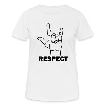 Respect des gestes de la main avec le texte RESPECT - T-shirt respirant Femme - blanc - Devant - AI Model Female 172 dark (172cm)