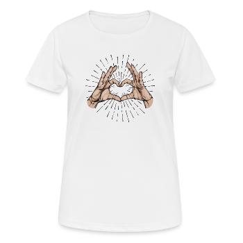 Émotions Humanité Paix Amour Cœur - T-shirt respirant Femme - blanc - Devant - AI Model Female 172 dark (172cm)