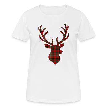 Red tartan deer - Women's Breathable T-Shirt - white - Front - AI Model Female 172 dark (172cm)