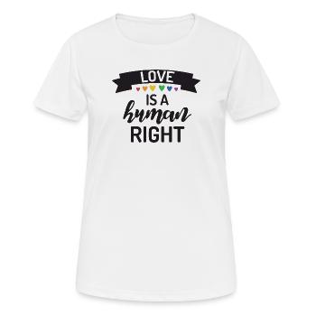 Liebe ist ein Menschenrecht - Frauen T-Shirt atmungsaktiv - Weiß - Vorne - AI Model Female 172 dark (172cm)