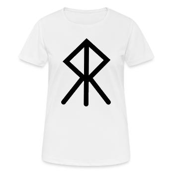 Moed Wikinger-Rune COURAGE - Frauen T-Shirt atmungsaktiv - Weiß - Vorne - AI Model Female 172 dark (172cm)