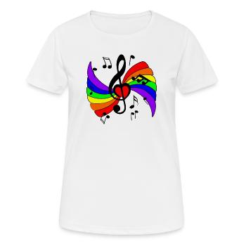 Clé de musique avec arc-en-ciel et notes de musique - T-shirt respirant Femme - blanc - Devant - AI Model Female 172 dark (172cm)