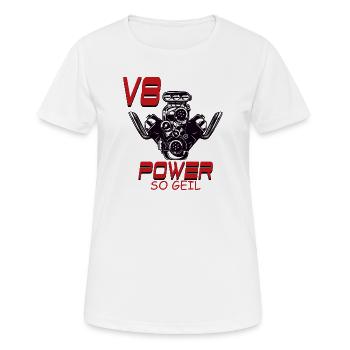 V8 Puissance si excitée - T-shirt respirant Femme - blanc - Devant - AI Model Female 172 dark (172cm)