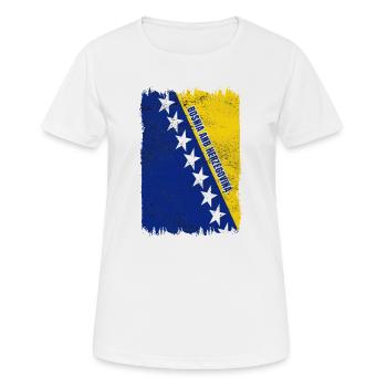 Bosnien und Herzegowina Flagge - Frauen T-Shirt atmungsaktiv - Weiß - Vorne - AI Model Female 172 dark (172cm)