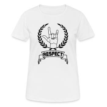 Respect du geste de la main avec texte RESPECT - T-shirt respirant Femme - blanc - Devant - AI Model Female 172 dark (172cm)