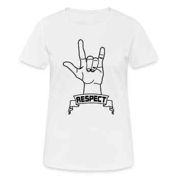 Respect des gestes de la main avec le texte RESPECT - T-shirt respirant Femme - blanc - Devant - AI Model Female 172 dark (172cm)