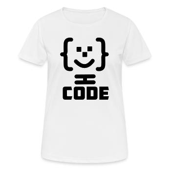 Logo du code du programmeur principal avec texte CODE - T-shirt respirant Femme - blanc - Devant - AI Model Female 172 dark (172cm)