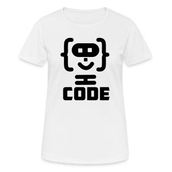 Logo de code de programmeur hacker avec texte CODE - T-shirt respirant Femme - blanc - Devant - AI Model Female 172 dark (172cm)