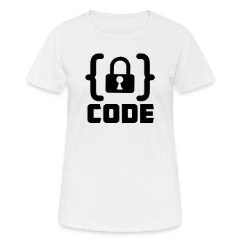 Code mit Sperrprogrammierer - Frauen T-Shirt atmungsaktiv - Weiß - Vorne - AI Model Female 172 dark (172cm)