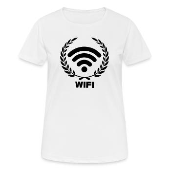 Wifi in laurel wreath - Women's Breathable T-Shirt - white - Front - AI Model Female 172 dark (172cm)