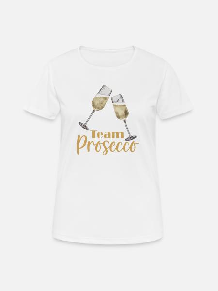 Team Prosecco mit Sektgläsern - Frauen T-Shirt atmungsaktiv - Weiß