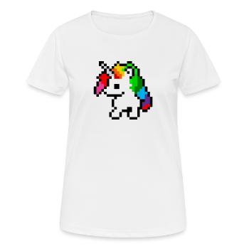 PixelEinhorn Regenbogen - Frauen T-Shirt atmungsaktiv - Weiß - Vorne - AI Model Female 172 dark (172cm)