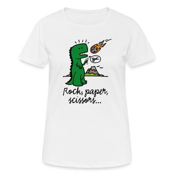 Rock paper scissors T-rex lustig Dinosaurier Komet - Frauen T-Shirt atmungsaktiv - Weiß - Vorne - AI Model Female 172 dark (172cm)