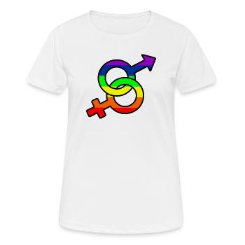 Logo hétéro de genre avec arc-en-ciel - T-shirt respirant Femme - blanc - Devant - AI Model Female 172 dark (172cm)
