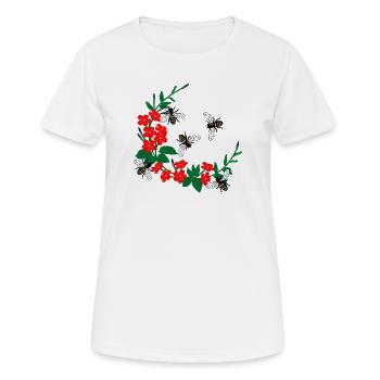 Blumenkranz mit Honigbienen - Frauen T-Shirt atmungsaktiv - Weiß - Vorne - AI Model Female 172 dark (172cm)