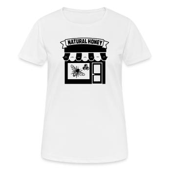 Logo honey shop with text 'HONEY' - Women's Breathable T-Shirt - white - Front - AI Model Female 172 dark (172cm)