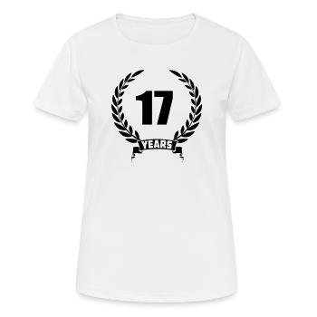 Lauwerkrans 17 Jahre mit Nummer und Bannerjahr - Frauen T-Shirt atmungsaktiv - Weiß - Vorne - AI Model Female 172 dark (172cm)
