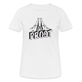 zwei Bierflaschen in den Händen Zum Anstoßen Prost - Frauen T-Shirt atmungsaktiv - Weiß - Vorne - AI Model Female 172 dark (172cm)
