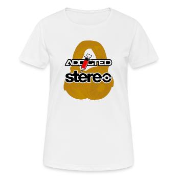 Addicted Stereo V2 - Frauen T-Shirt atmungsaktiv - Weiß - Vorne - AI Model Female 172 dark (172cm)