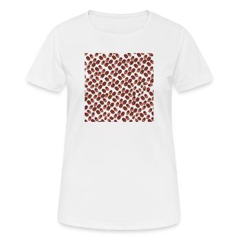 kaffeeshirts unisex, kaffeebohnenmuster - Frauen T-Shirt atmungsaktiv - Weiß - Vorne - AI Model Female 172 dark (172cm)