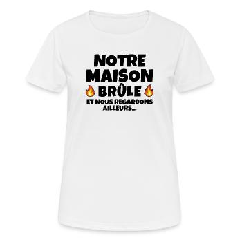 incendie, réchauffement climatique, mégafeux - T-shirt respirant Femme - blanc - Devant - AI Model Female 172 dark (172cm)