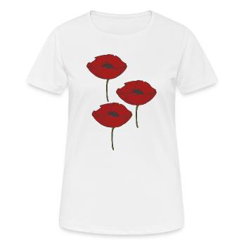 mohnblumen - Frauen T-Shirt atmungsaktiv - Weiß - Vorne - AI Model Female 172 dark (172cm)