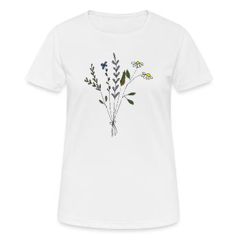 flower meadows bouquet - Women's Breathable T-Shirt - white - Front - AI Model Female 172 dark (172cm)
